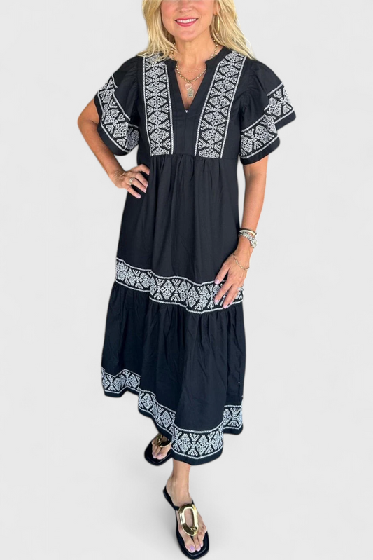 Jacinta Abito Boho Maxi con scollo a V