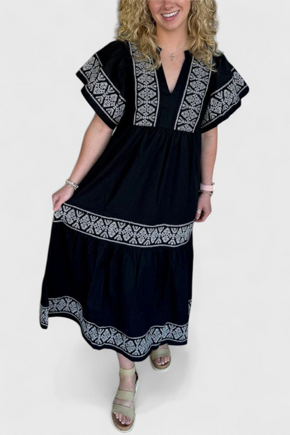 Jacinta Abito Boho Maxi con scollo a V