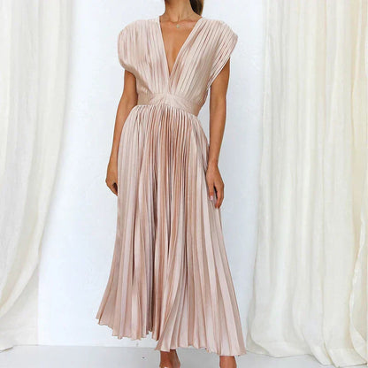 Adele | Abito Maxi con scollo a V e Pieghe
