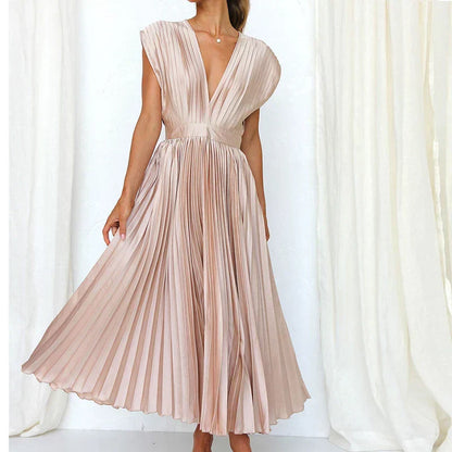 Adele | Abito Maxi con scollo a V e Pieghe