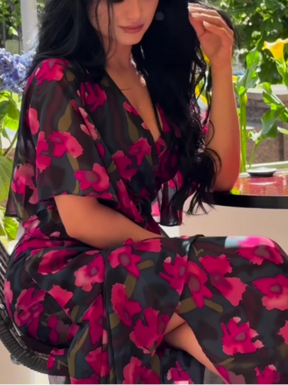 VIVIANA – ABITO MAXI AVVOLGENTE DI ELEGANZA FLOREALE