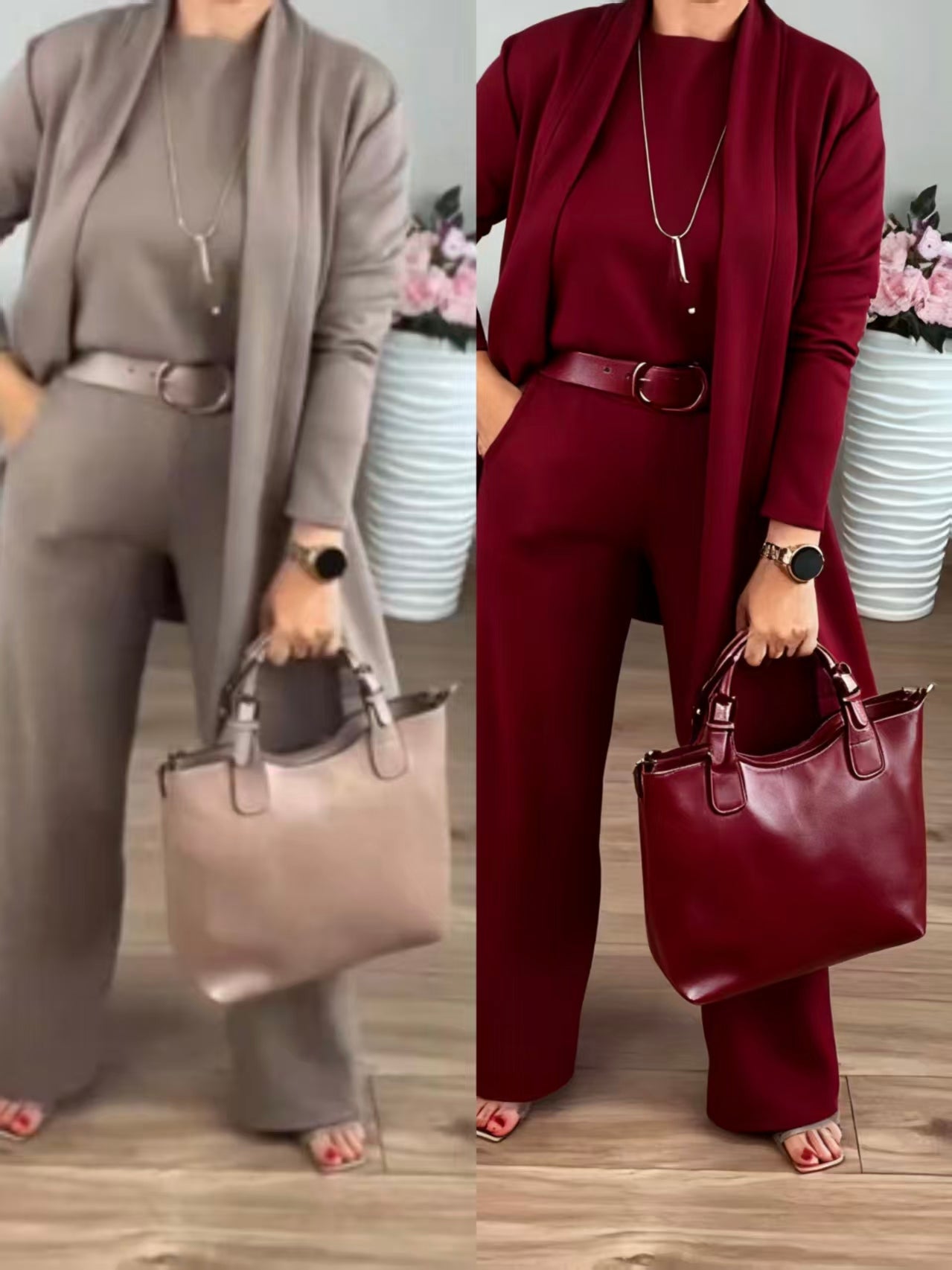 NATALIE - SET CLASSICO TRE PEZZI CON CARDIGAN
