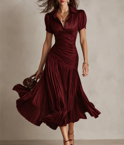 Adria | Abito midi di raso con design di righe vintage
