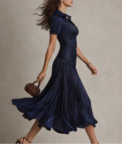 Adria | Abito midi di raso con design di righe vintage