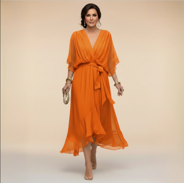 Montse | Abito di georgette con scollo a V