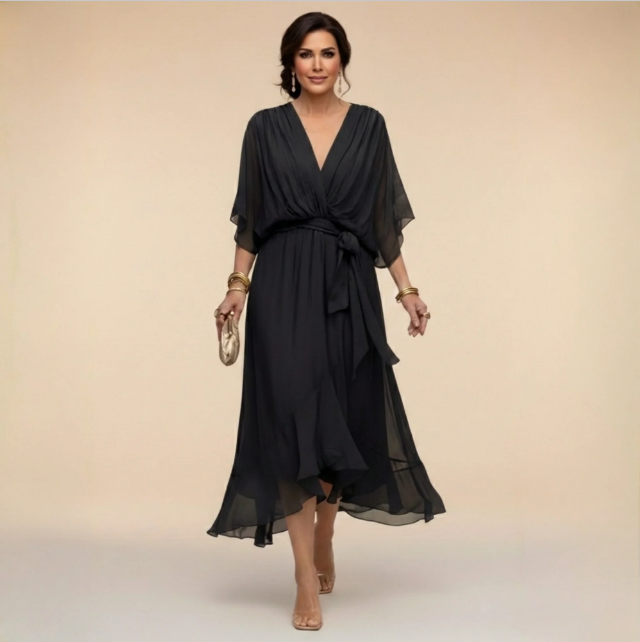 Montse | Abito di georgette con scollo a V