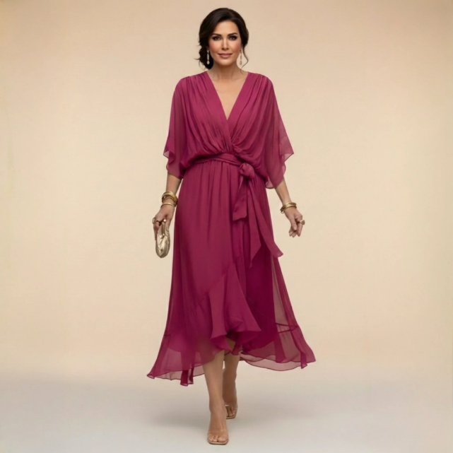 Montse | Abito di georgette con scollo a V