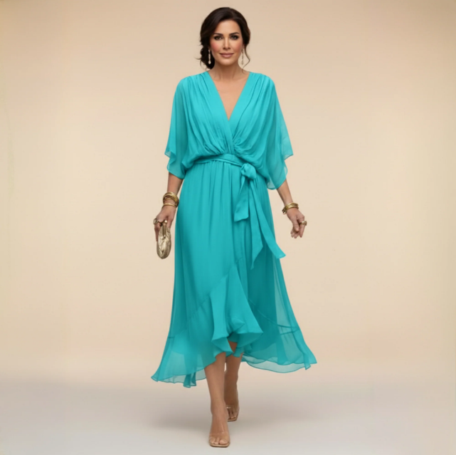 Montse | Abito di georgette con scollo a V