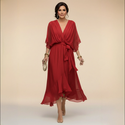Montse | Abito di georgette con scollo a V