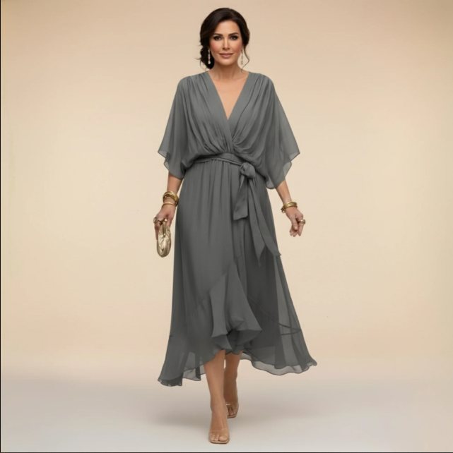 Montse | Abito di georgette con scollo a V
