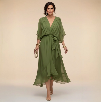 Montse | Abito di georgette con scollo a V