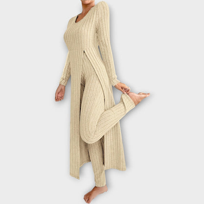 Set Lounge di Maglia Acanalado con Tunica di scollo a V