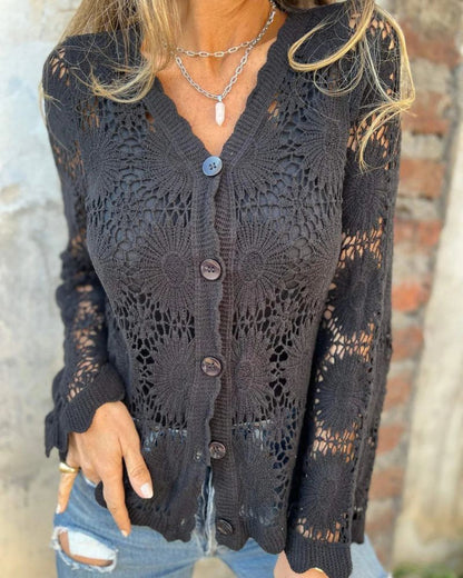 NALIE - Cardigan di Pizzo all'uncinetto con bottoni