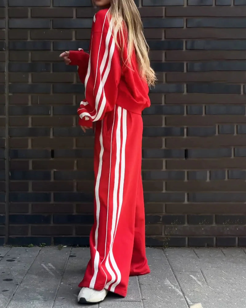 Set due pezzi di maglia in righe e pantaloni ampi