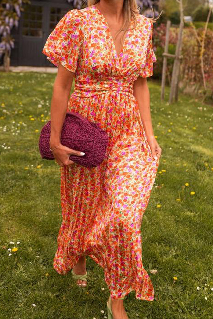 Harlow - Bello Abito Maxi floreale con scollo a V