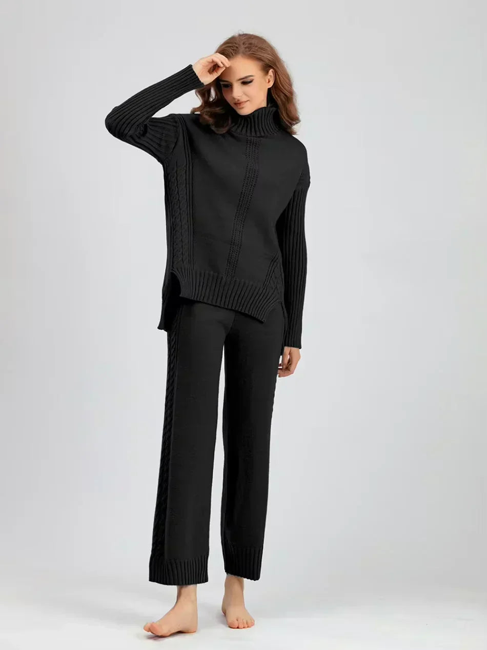 Scarlett - Set di Maglione di Collo alto Chic e Pantaloni Sueltos