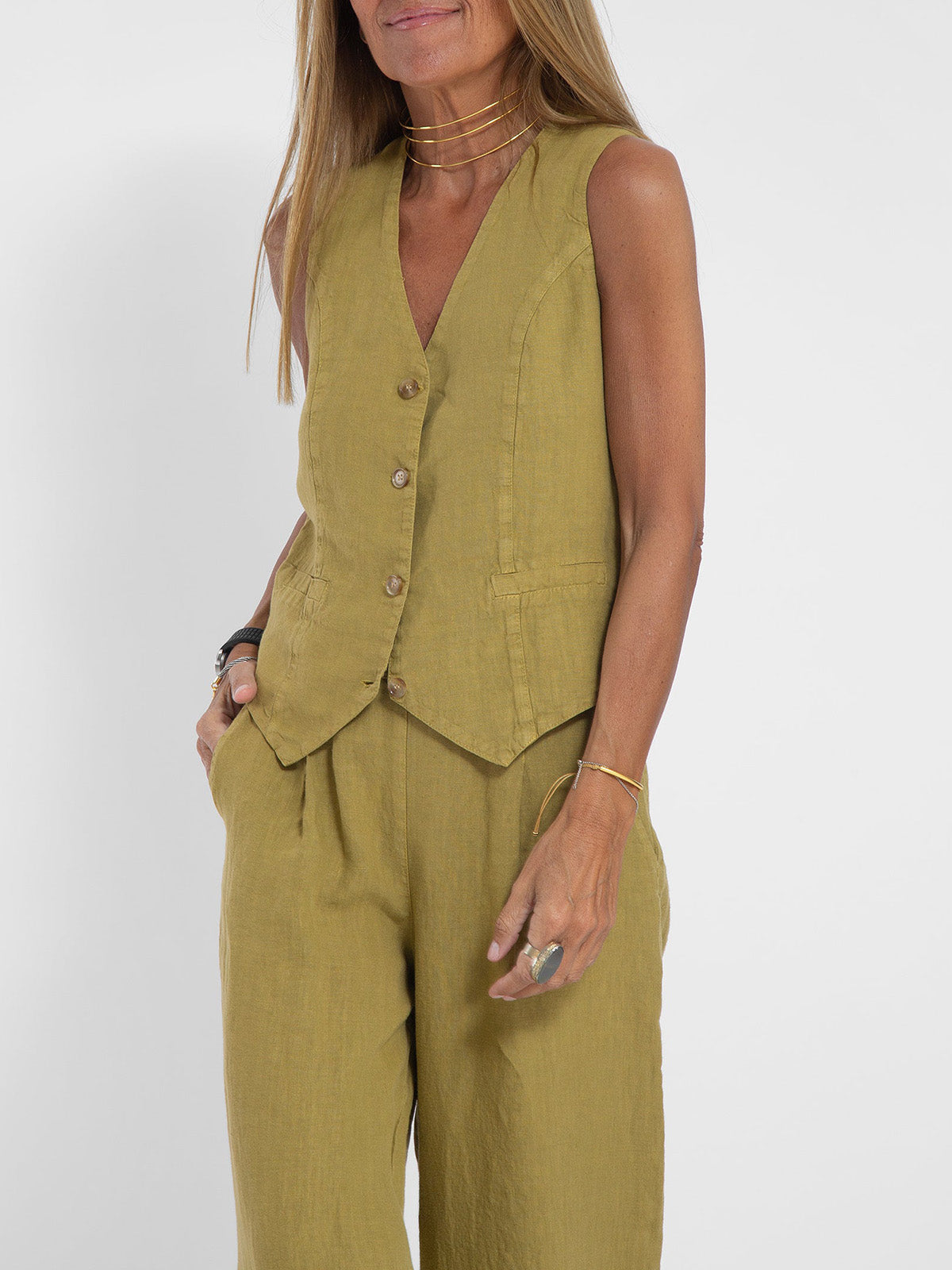 Aira - Set di Gilet Abotonado e Pantaloni a gamba larga