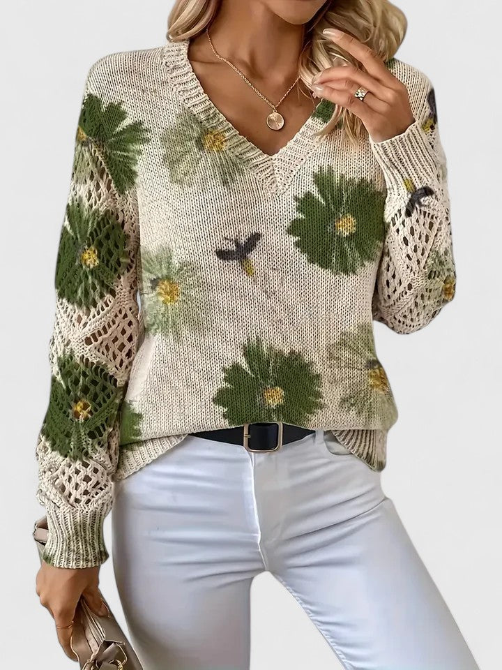 CHARLIE – MAGLIONE DI PUNTO CON FASCINO FLOREALE