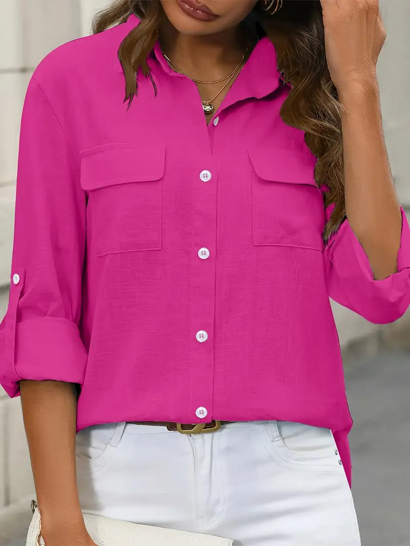 Athena - Camicia di Cotone con Tasche Frontali