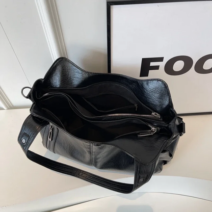 Uma - BORSA A SPALLA di Grande capacità con Doppia Chiusura