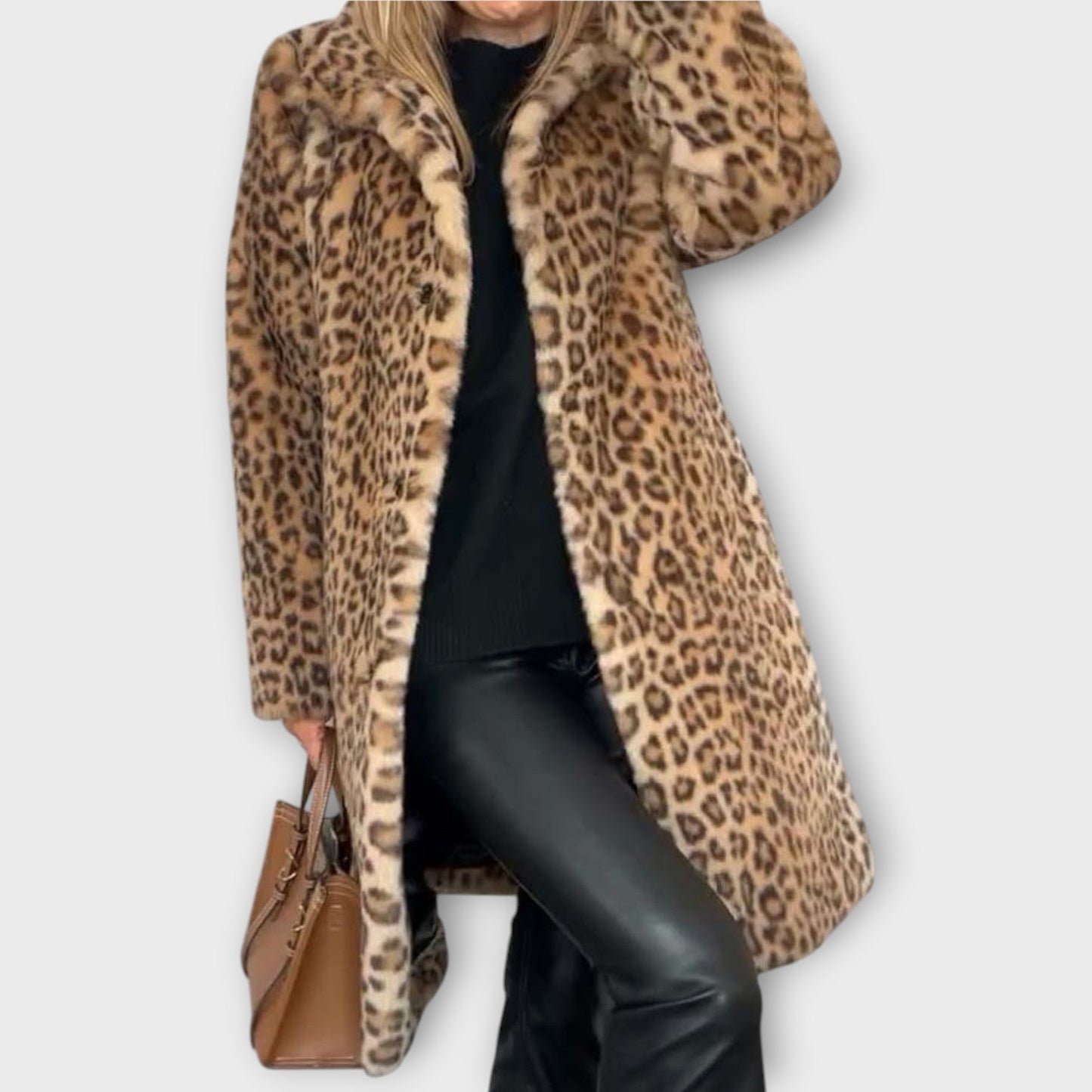 Cappotto leopardato in pelliccia sintetica Luxe