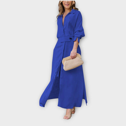 Abito Camisero Maxi Elegante con Cintura