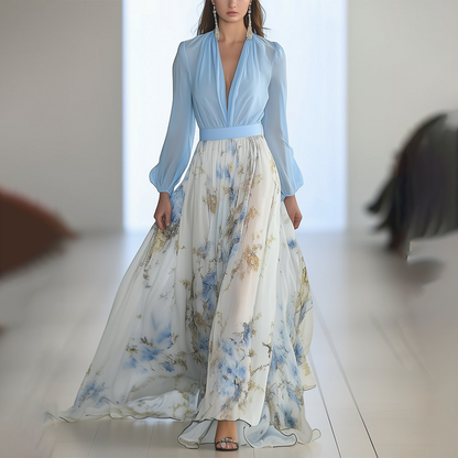 Fiorella | Abito maxi Elegante con Stampa floreale
