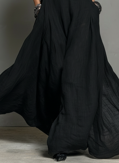 Abito maxi Senza maniche in Misto in lino Minimalista per donna