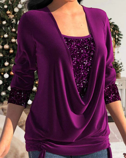 DELFINA I BLUSA ELEGANTE CON PAILLETTES