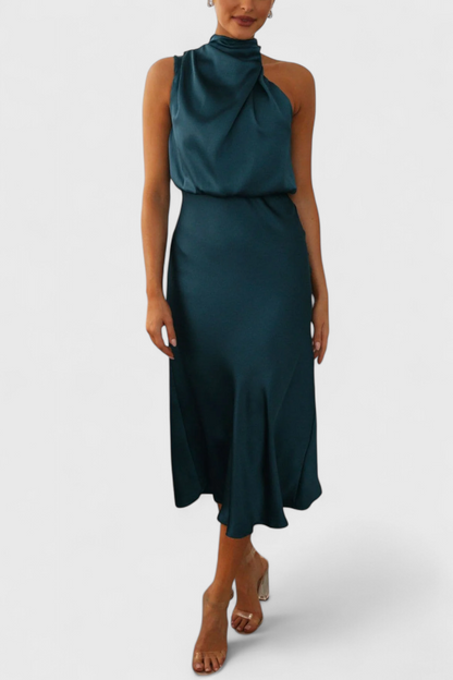 Rina Abito elegante di Collo halter Drappeggiato