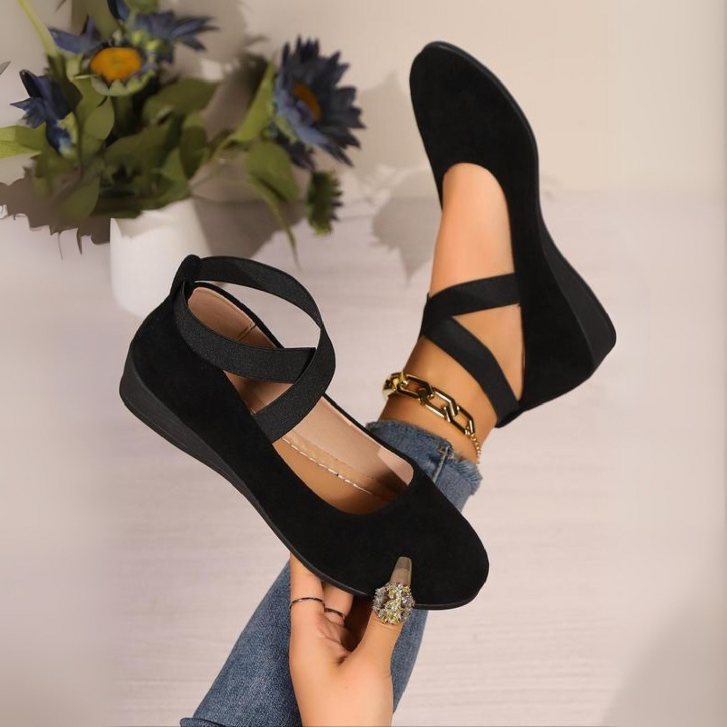 Anna | Scarpe Ballerine con Tacco Cerrado