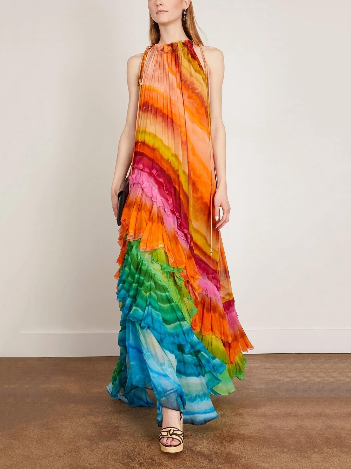 LUNA – ABITO CON VOLANT IRIS IN MULTICOLORE