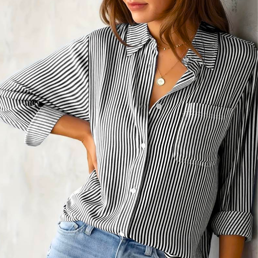 Blusa Rayada Casual per Donne