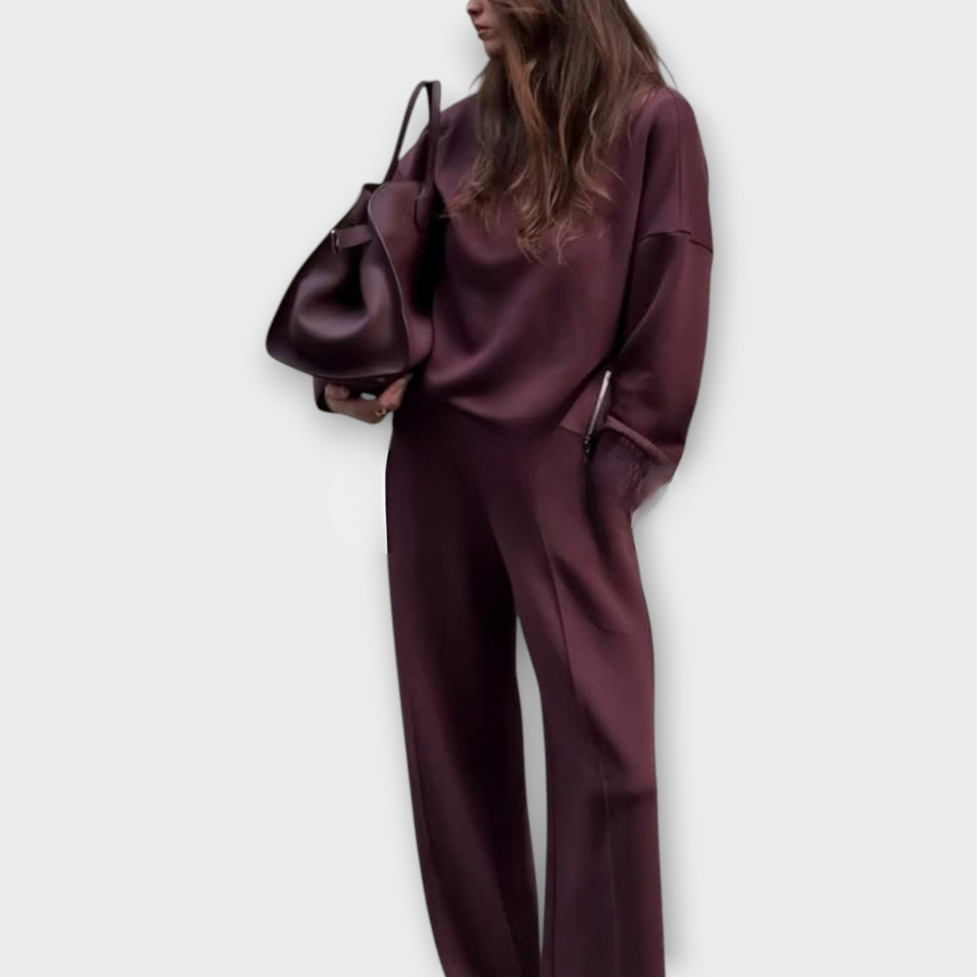 Set di Maglione Relax con Collo alto e Pantaloni a gamba larga