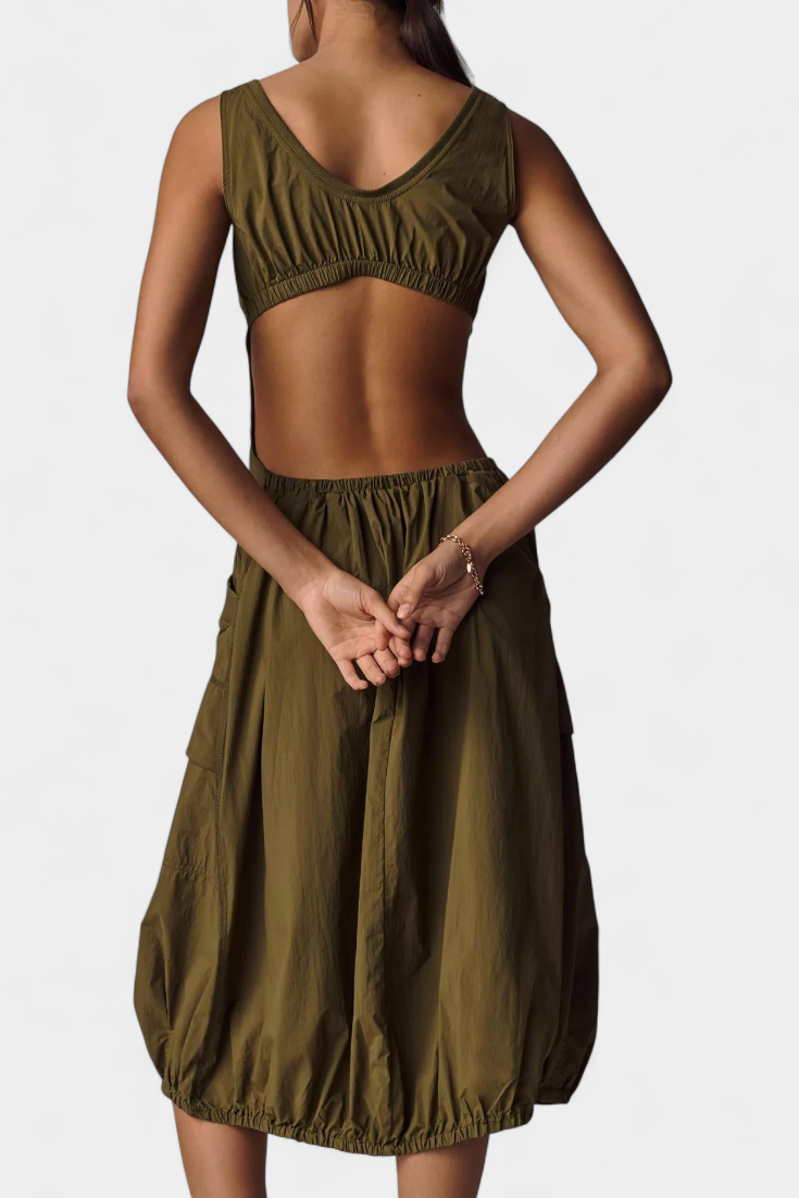 Katana Abito midi con Orlo di Burbujas e Corsetto Aderente