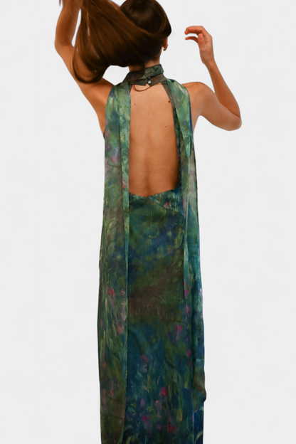 Moana Abito in Chiffon con Stampa Ispirato a Monet