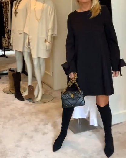 NIA – ABITO MINI CON MANICHE DI LAZO ELEGANTE