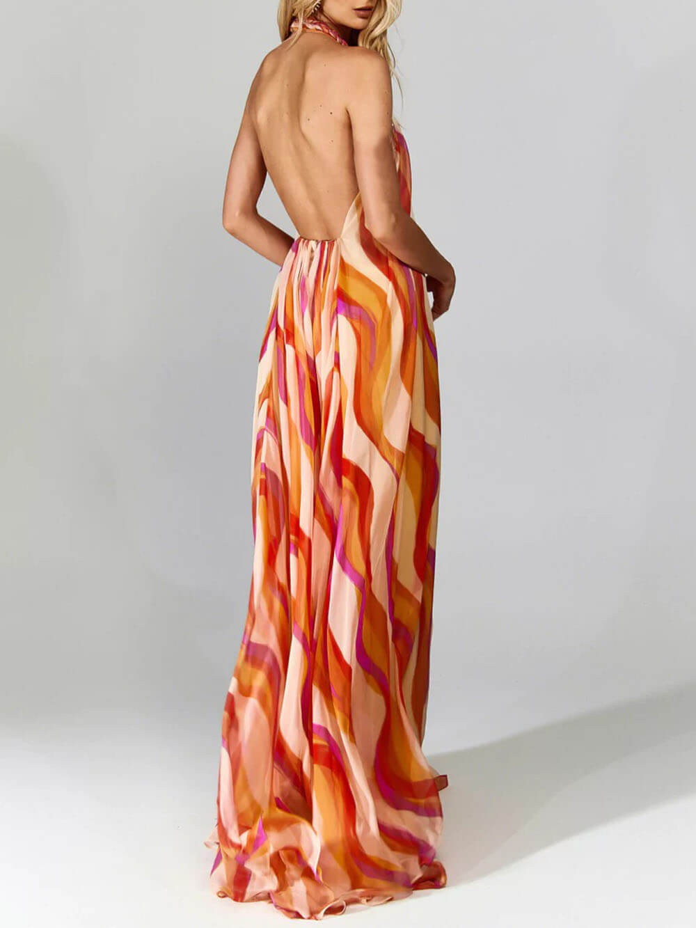 Marlyn - Abito Maxi Senza Schiena con Collo Halter