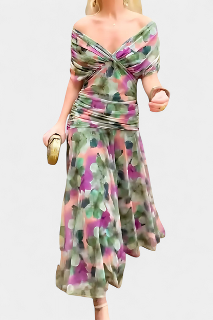 Abigail | Abito lungo Floreale con Scollo a V