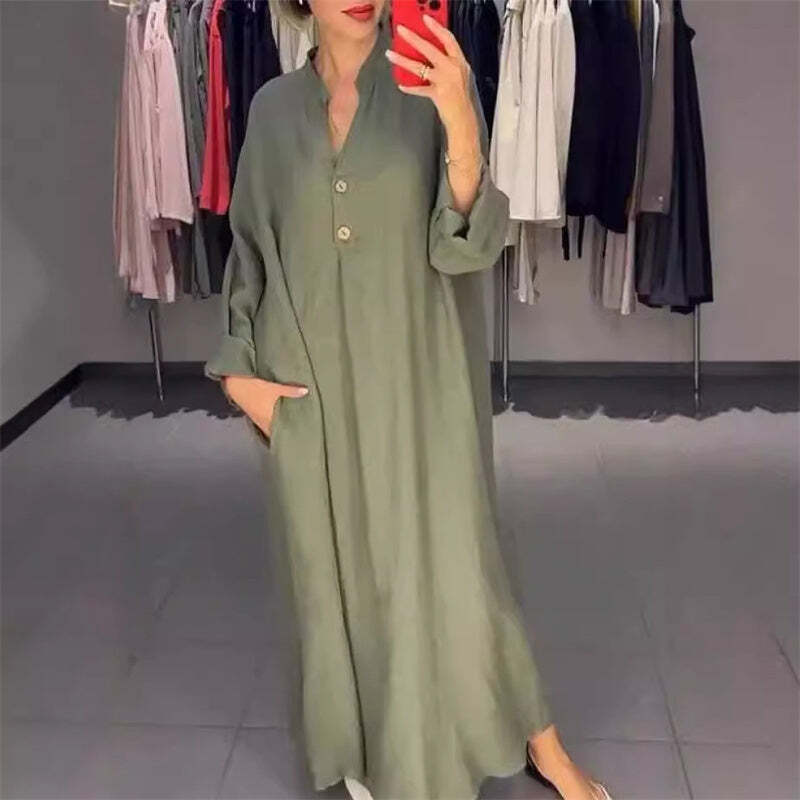 VALENCIA – ABITO CAMISERO LARGO DI DONNA CON TASCHE