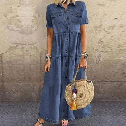JOANA – ABITO MIDI CON BOTTONI E CAPAS