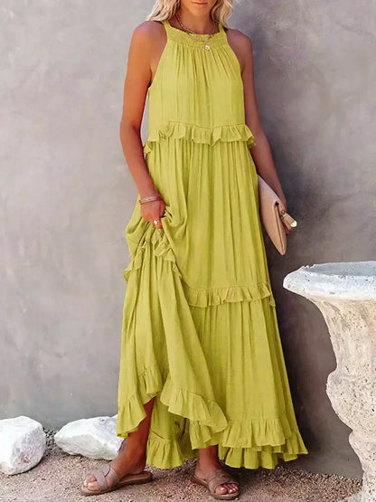 Ilona - Abito Halter con Volant e Tasche Maxi