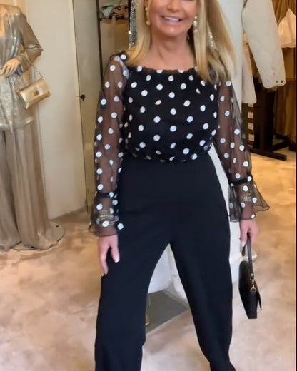 Blusa Casual Transparente con Pois