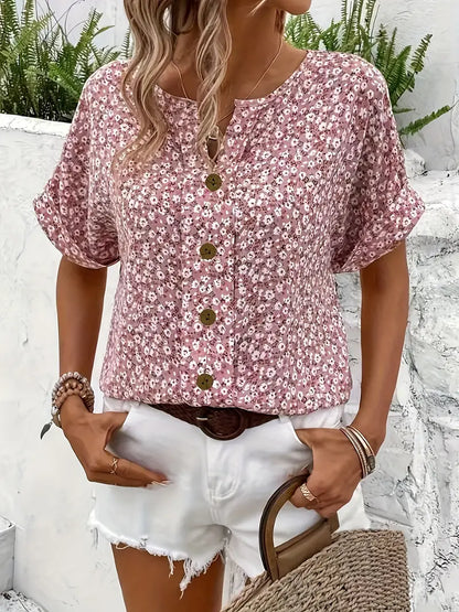 Cindy™ | Blusa di Collo Notched con Stampa Floreale
