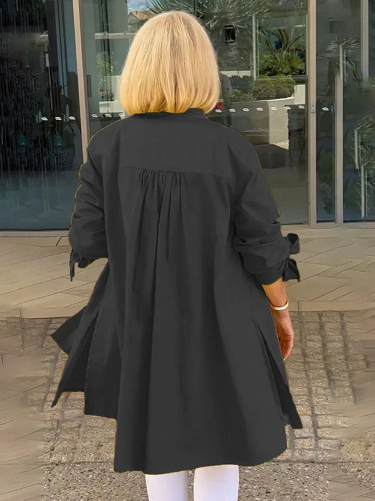 Elliora - Shacket in cotone con schiena arricciata