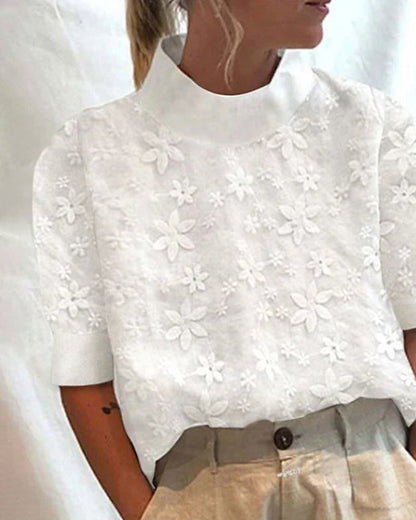 Top con Collo alto Ricamo