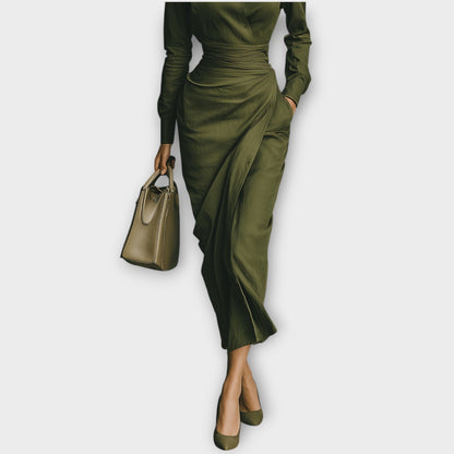 Abito Midi Stile Camisero Envolvente