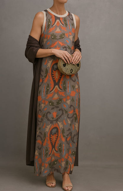 Corvalisse | Elegante abito maxi con chal coordinato