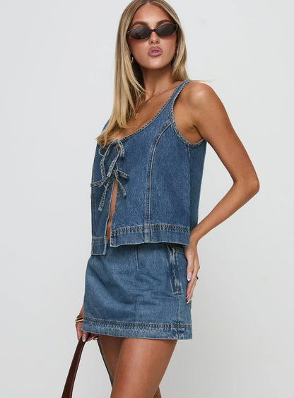 COURTNEY – SET DI TOP E GONNA IN DENIM RYDER
