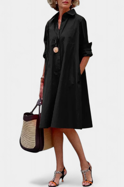 Larissa Abito in Cotone Seda con Collo a rever